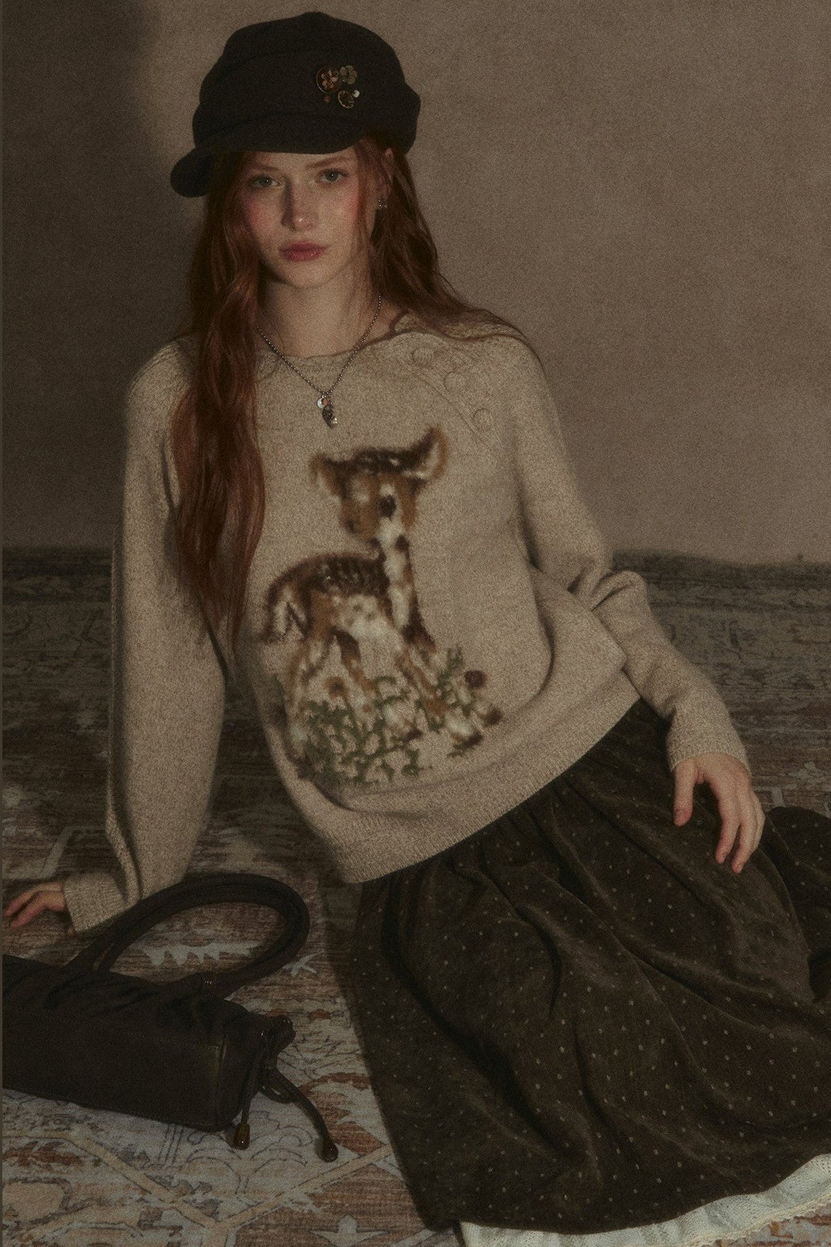 Deer Jacquard Pullover Sweater