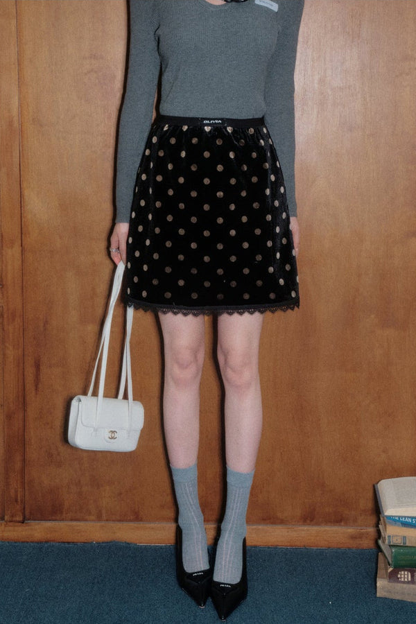 White Doll Collar Knit Top and Skirt Set-Up