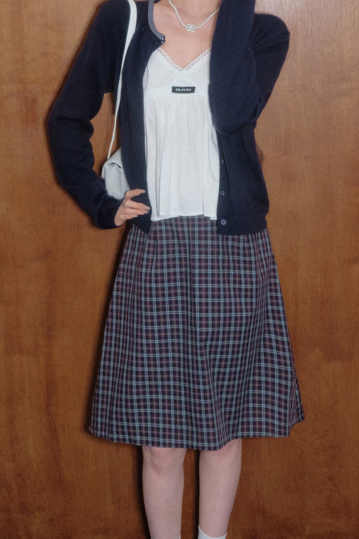 Round Neck Knit Cardigan and Skirt Set-Up