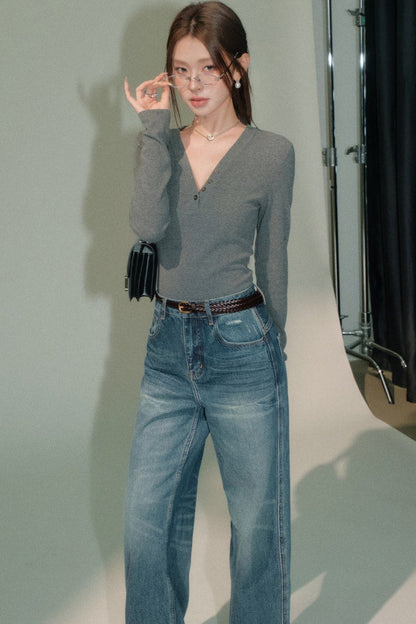 Workwear Linen Top and Jeans Set-Up