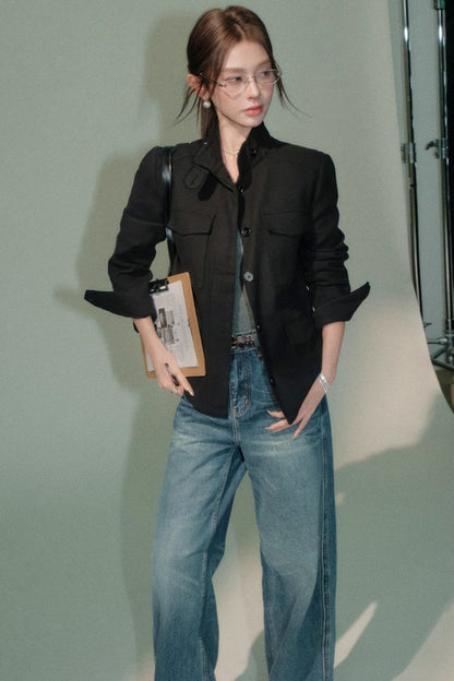 Workwear Linen Top and Jeans Set-Up
