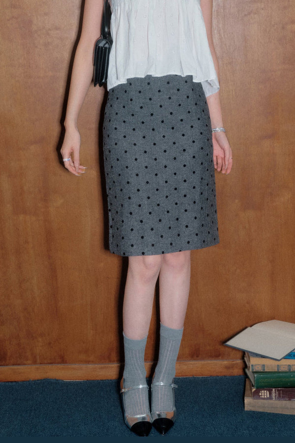 Polka Dot Knit Cardigan and Skirt Set-Up