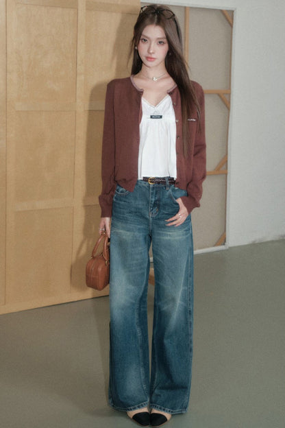 A-Line Plaid Skirt With Jacket and Top Set-Up