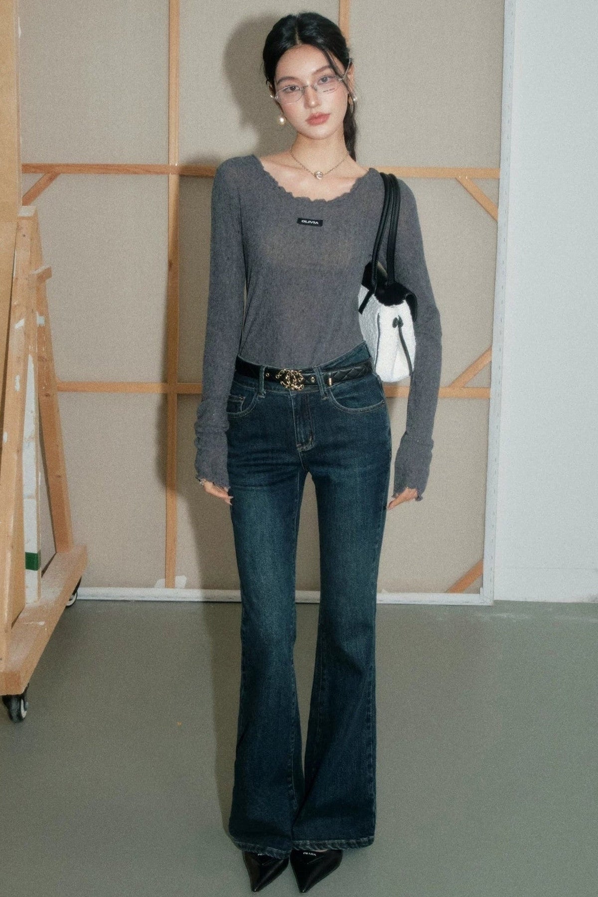 Ruffled Knit Top and Pants Set-Up
