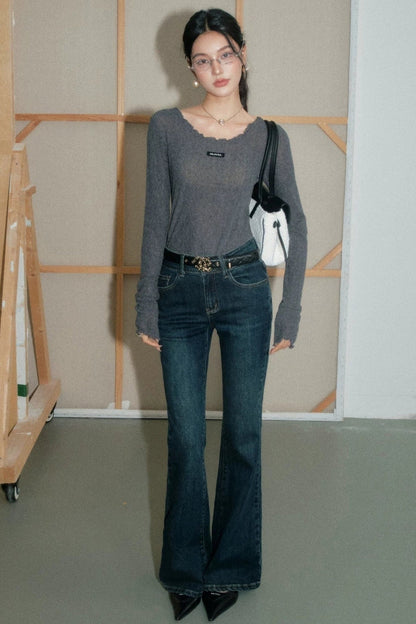Ruffled Knit Top and Pants Set-Up