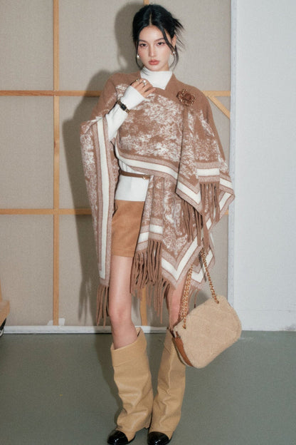 Tassel Smudged Poncho