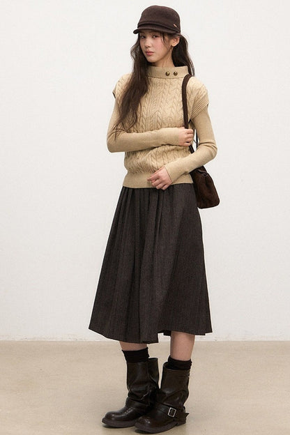 Layered-Look Knit Top and Skirt Set-Up