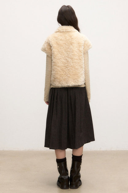Brown Pleated Skirt and Jacket Set-Up