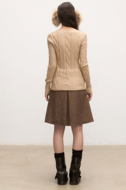 Beige Knit Base Layer Top Set-Up