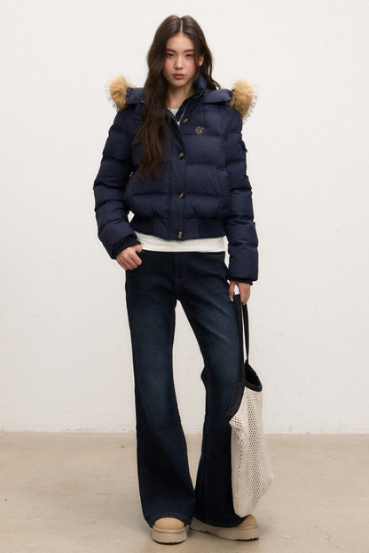 Fur Collar Down Jacket and Pants Set-Up