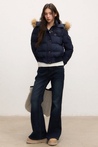 Fur Collar Down Jacket and Pants Set-Up