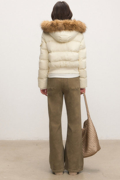 Fur Collar Down Jacket and Pants Set-Up