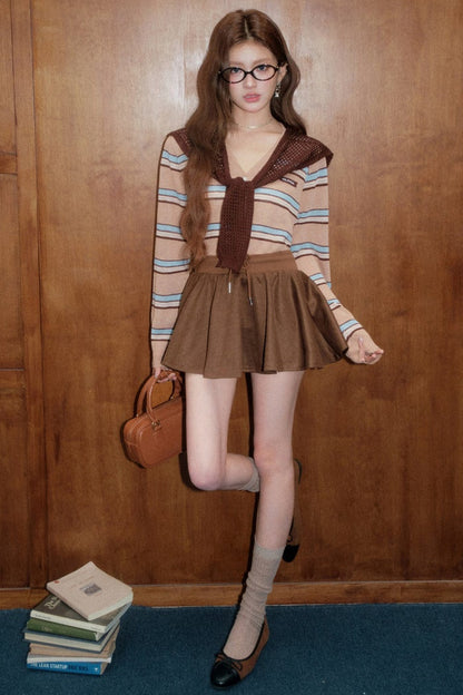 Pleated High-Waist Skirt and Jacket Set-Up