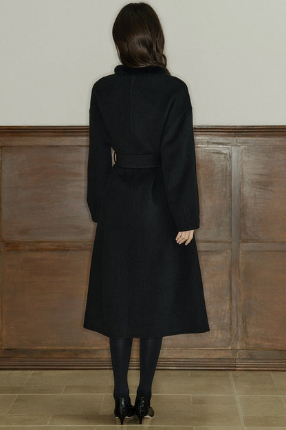 Rabbit Fur Placket Wool Coat