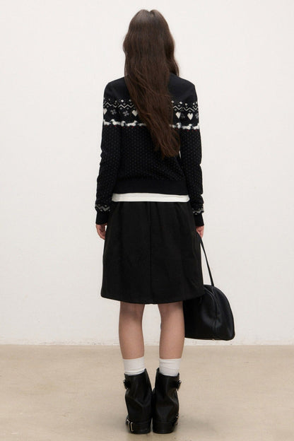 Fair Isle Cardigan Skirt Set