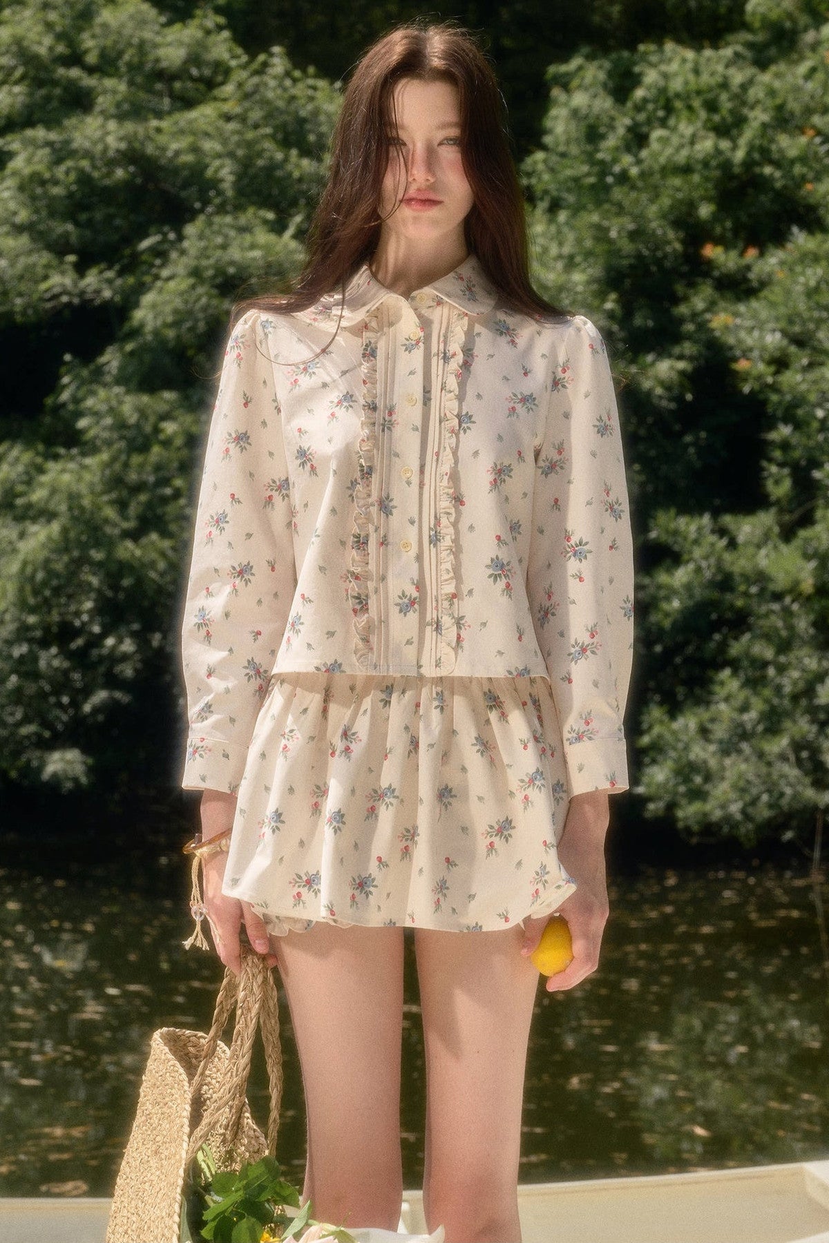 Floral Shirt and Skirt Set-Up