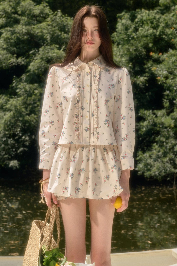 Floral Shirt and Skirt Set-Up