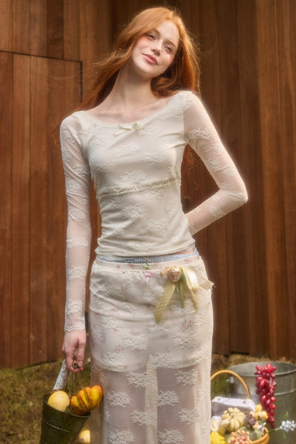 Layered-Look Lace Top and Skirt Set-Up