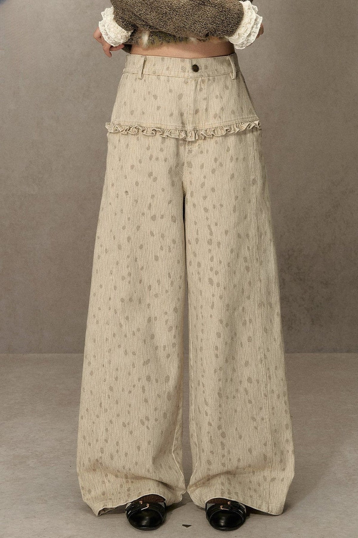 Fawn Spotted Lace Trim Pants