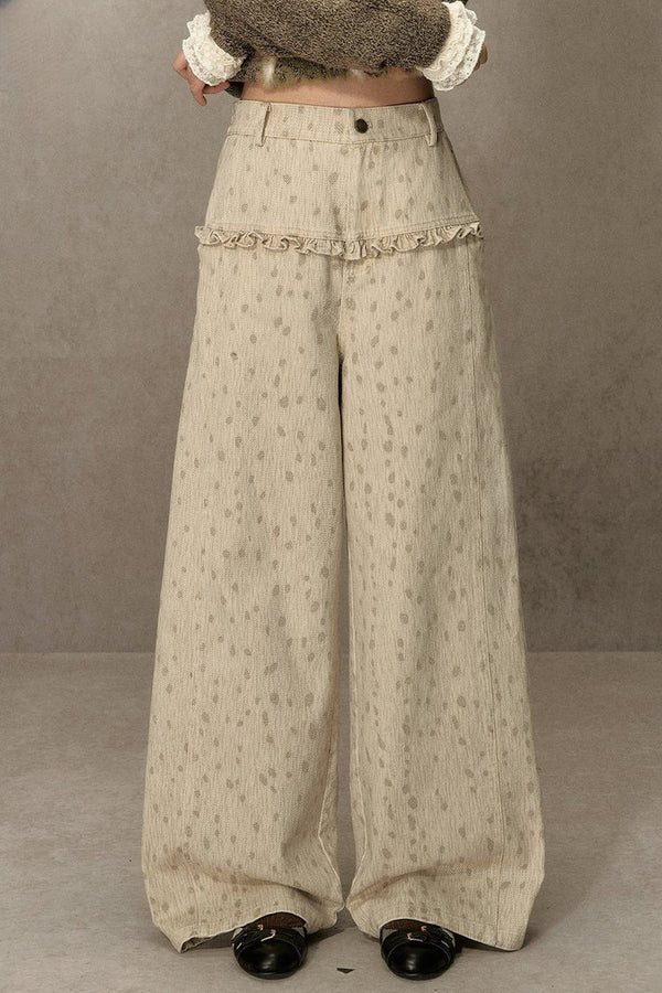 Fawn Spotted Lace Trim Pants