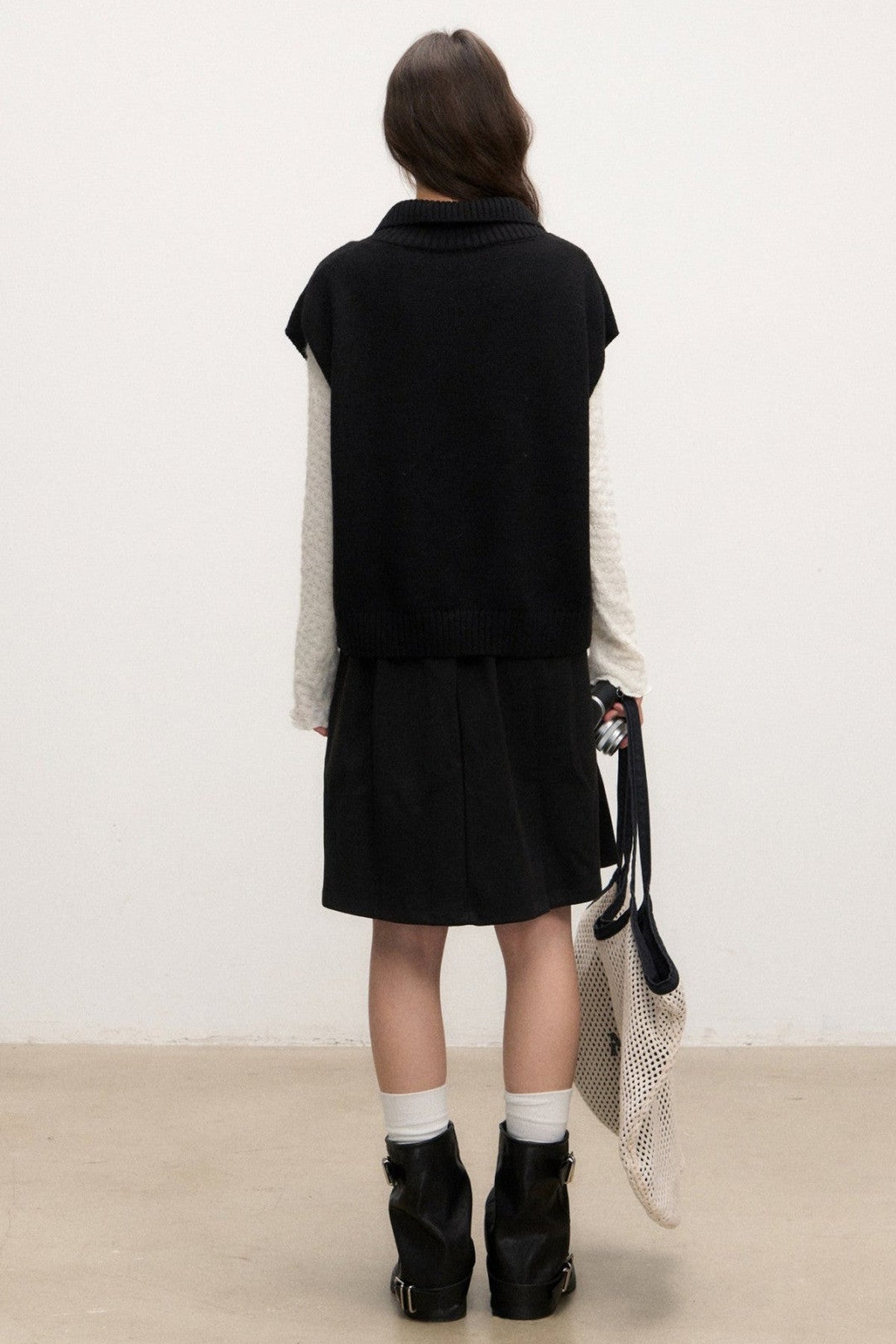 Textured Long Sleeve Knit Sweater With Pants and Skirt Set-Up