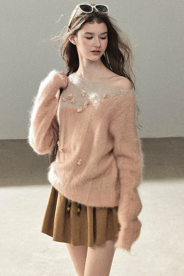 Floral Mohair Wool Sweater