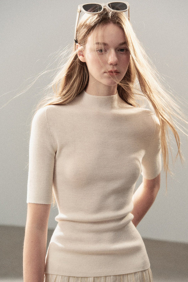 Mock Neck Knit Base Layer Top
