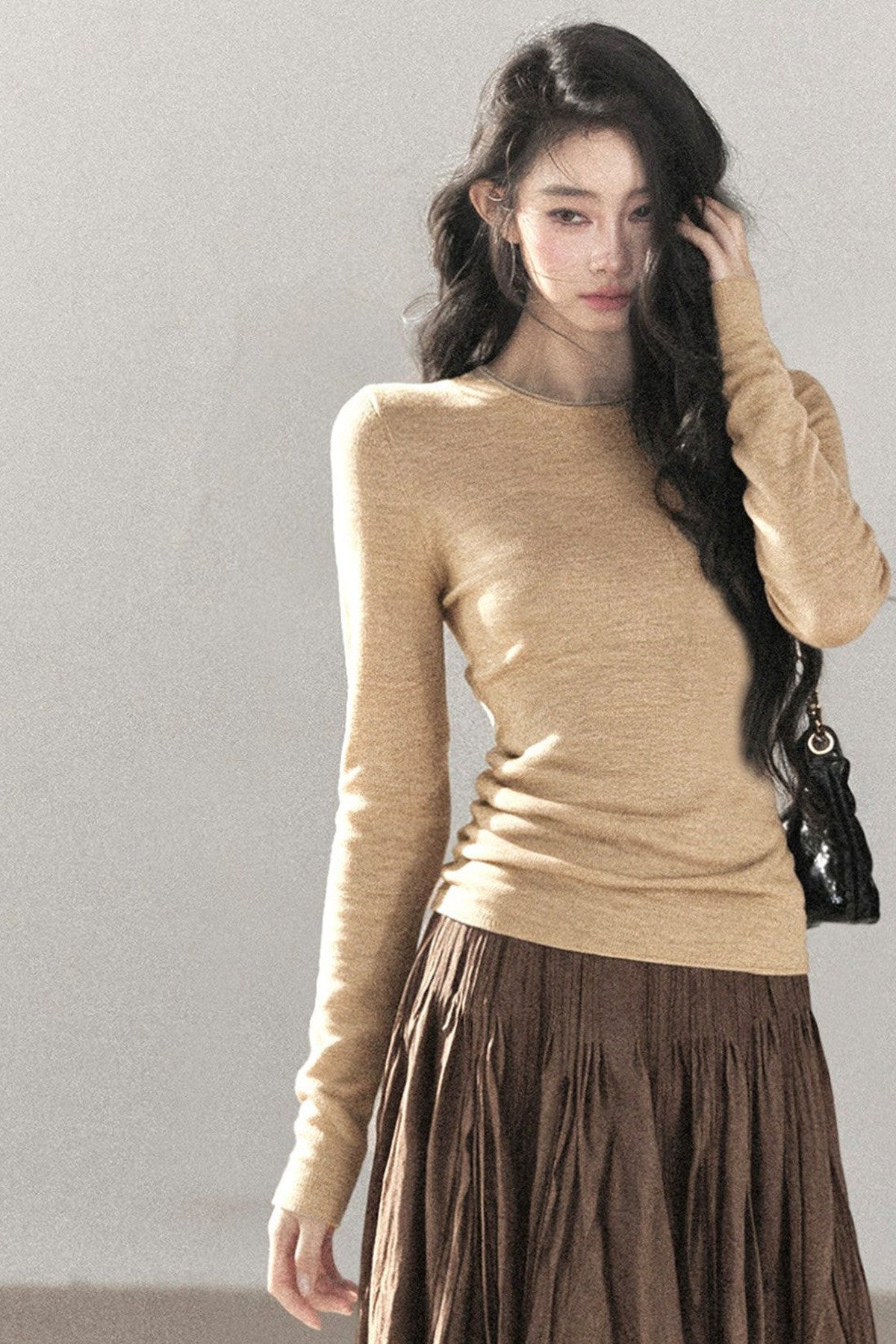 Mock Neck Knit Base Layer Top