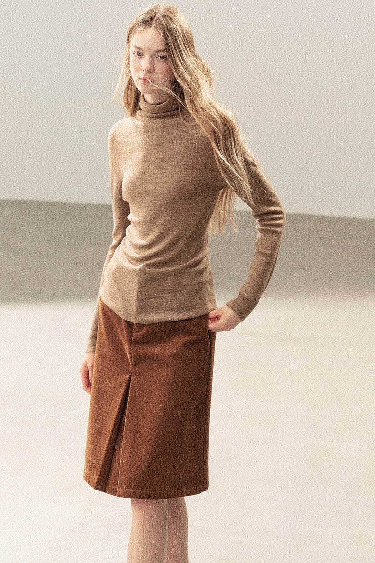 Mock Neck Knit Base Layer Top