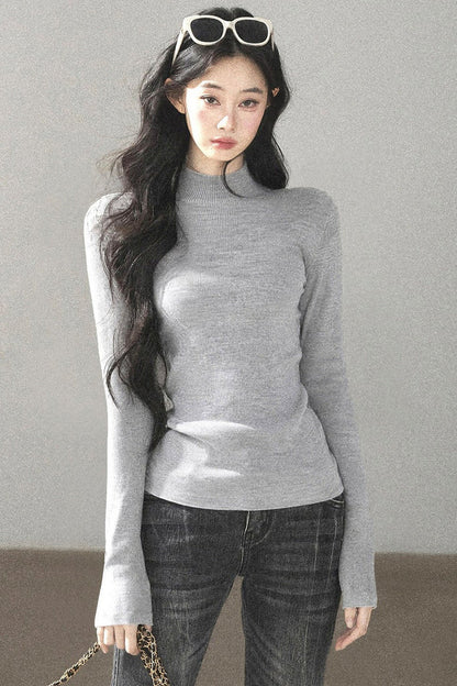 Mock Neck Knit Base Layer Top