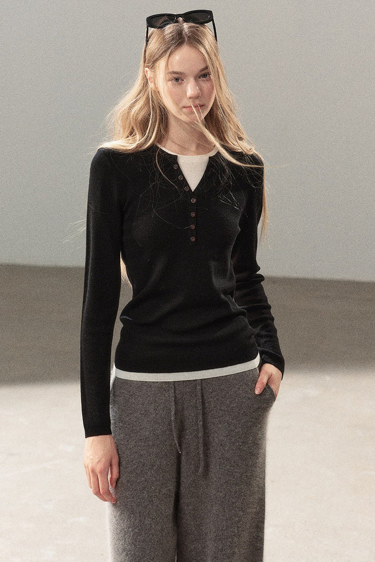 Layered-Look Knit Top
