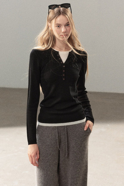 Layered-Look Knit Top