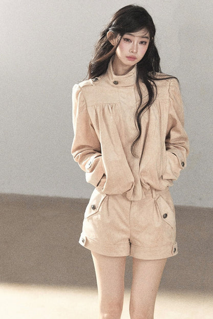 Ensemble veste et short en suédine