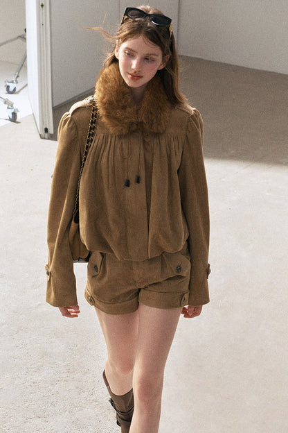 Ensemble veste et short en suédine