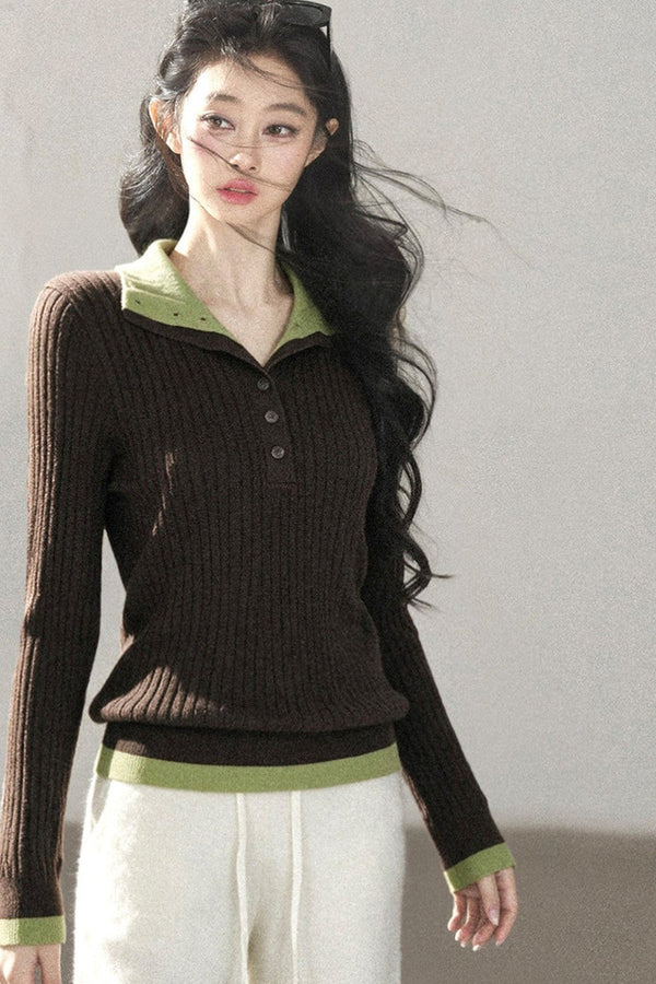 Layered-Look Knitted Sweater