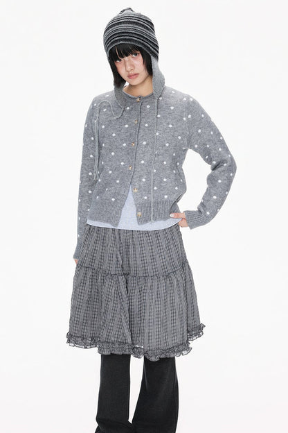 Polka Dot Short Knit Cardigan