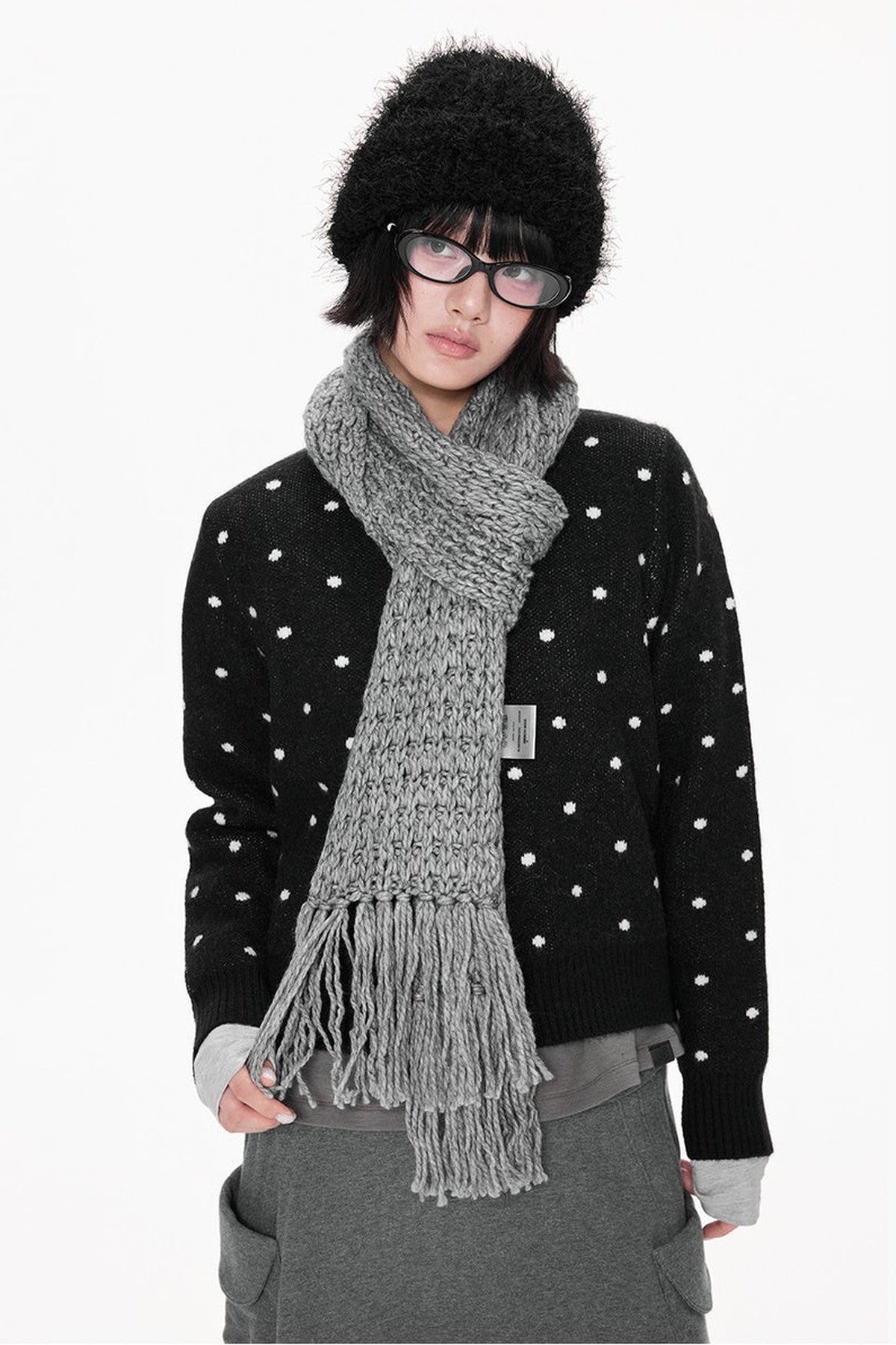 Polka Dot Short Knit Cardigan