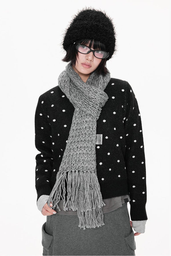 Polka Dot Short Knit Cardigan