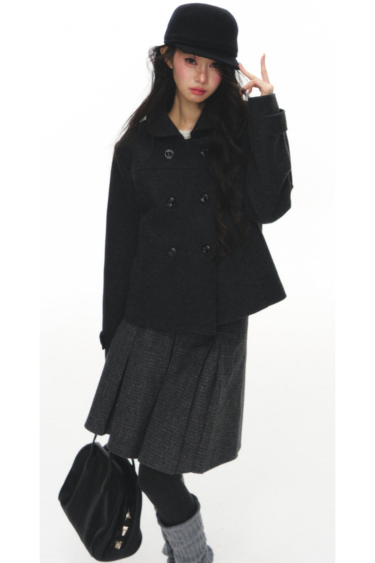 Short Wool Doll Collar Coat Set-Up