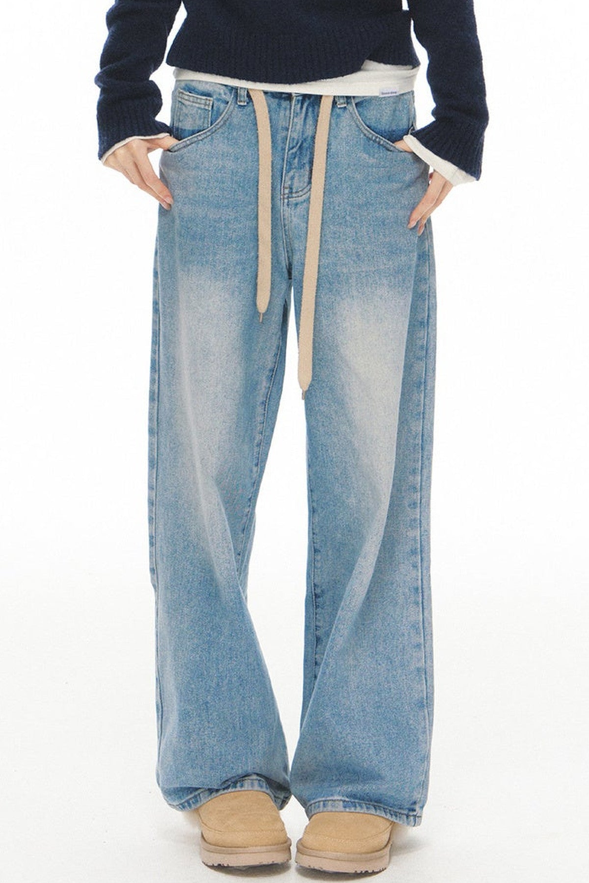 High-Waisted Straight Jeans and Jacket Set-Up