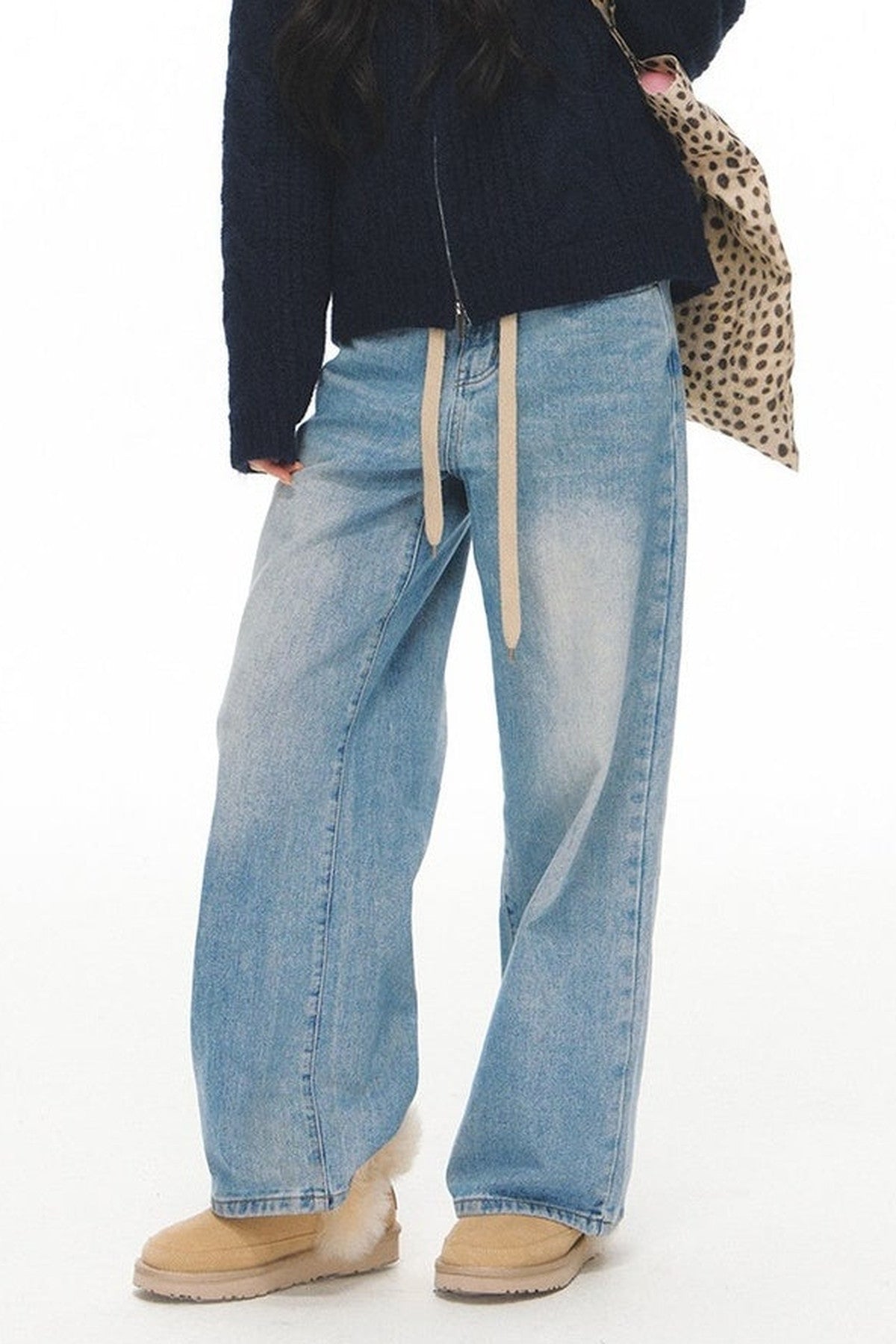 High-Waisted Straight Jeans and Jacket Set-Up