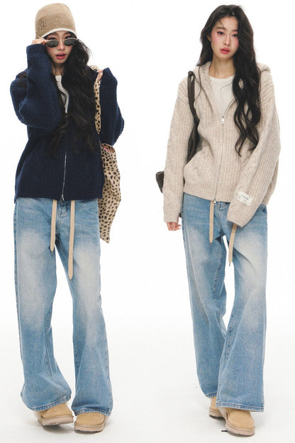 Completo cardigan a maglia a trecce