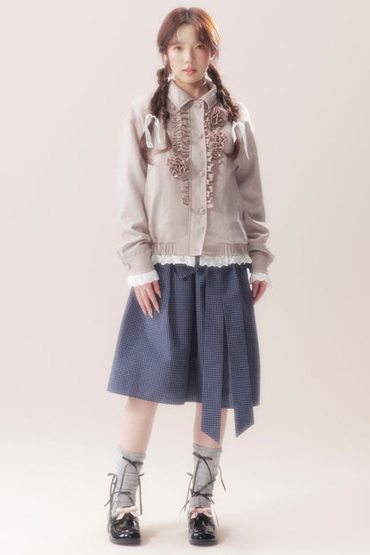 3D Rose Patchwork Ruffle Jacket