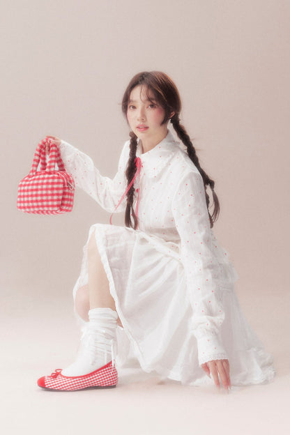 Bow Polka Dot Shirt and Skirt Set-Up