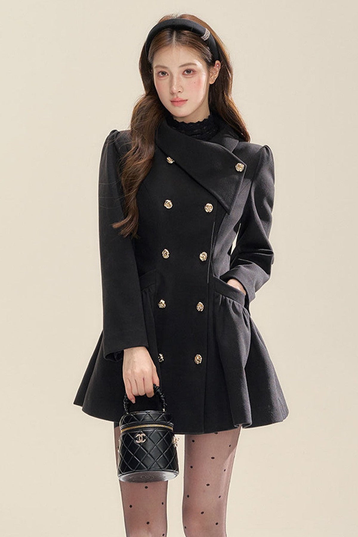 Double Breasted Peplum Coat