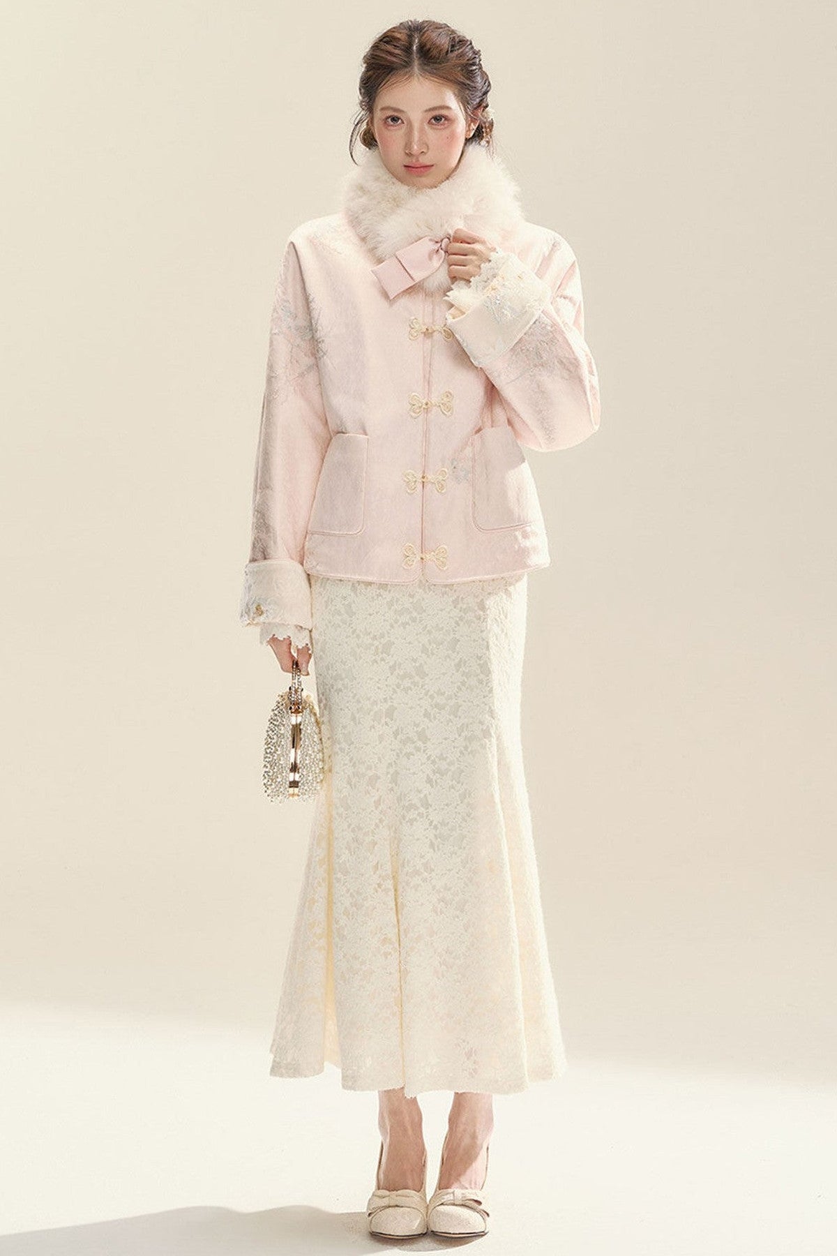 Pink Jacket and Long Dress Set-Up