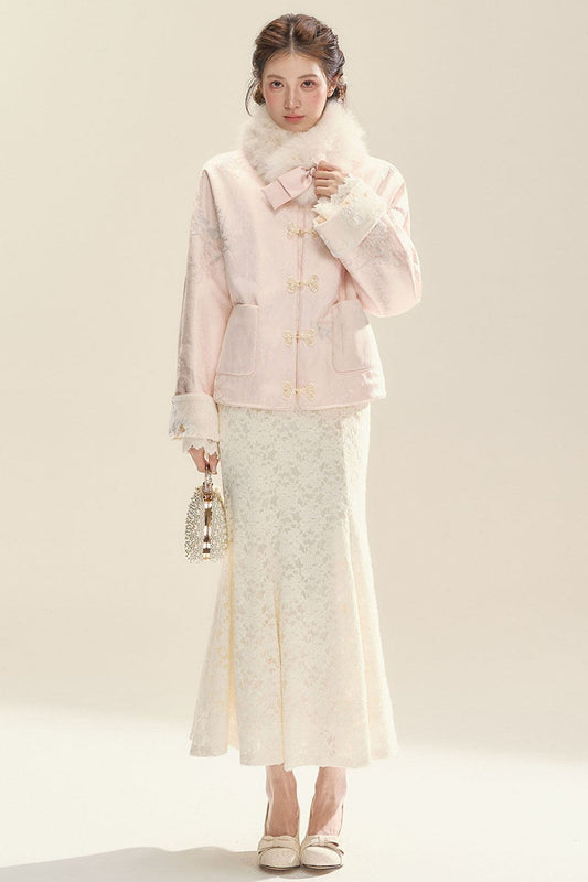 Pink Jacket and Long Dress Set-Up