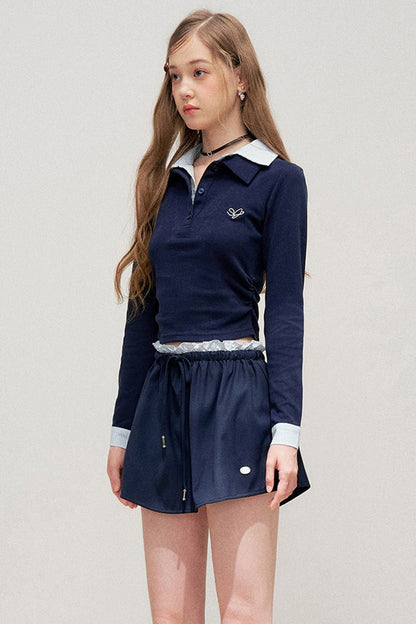 Layered-Look Polo Top and Skirt Set-Up