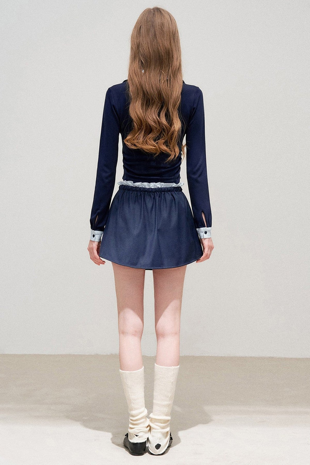 Layered-Look Polo Top and Skirt Set-Up