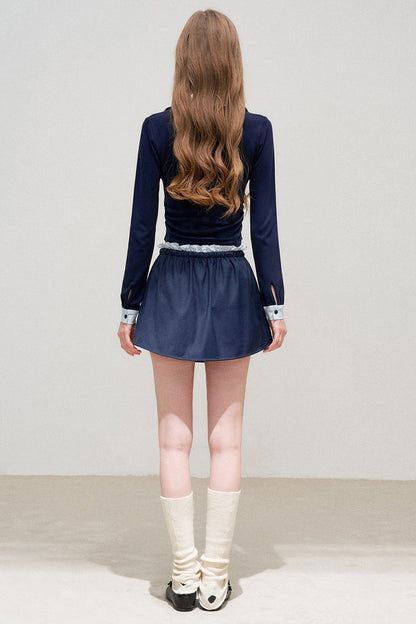 Layered-Look Polo Top and Skirt Set-Up